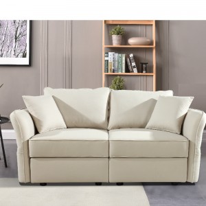 Faux Leather Sectional Loveseat Sala Sofá con bolsa de almacenamiento